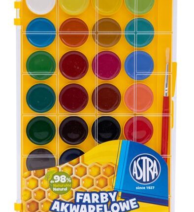 Farby akwarelowe Miodowe Astra 32 kol - fi 25mm z eurozawieszką