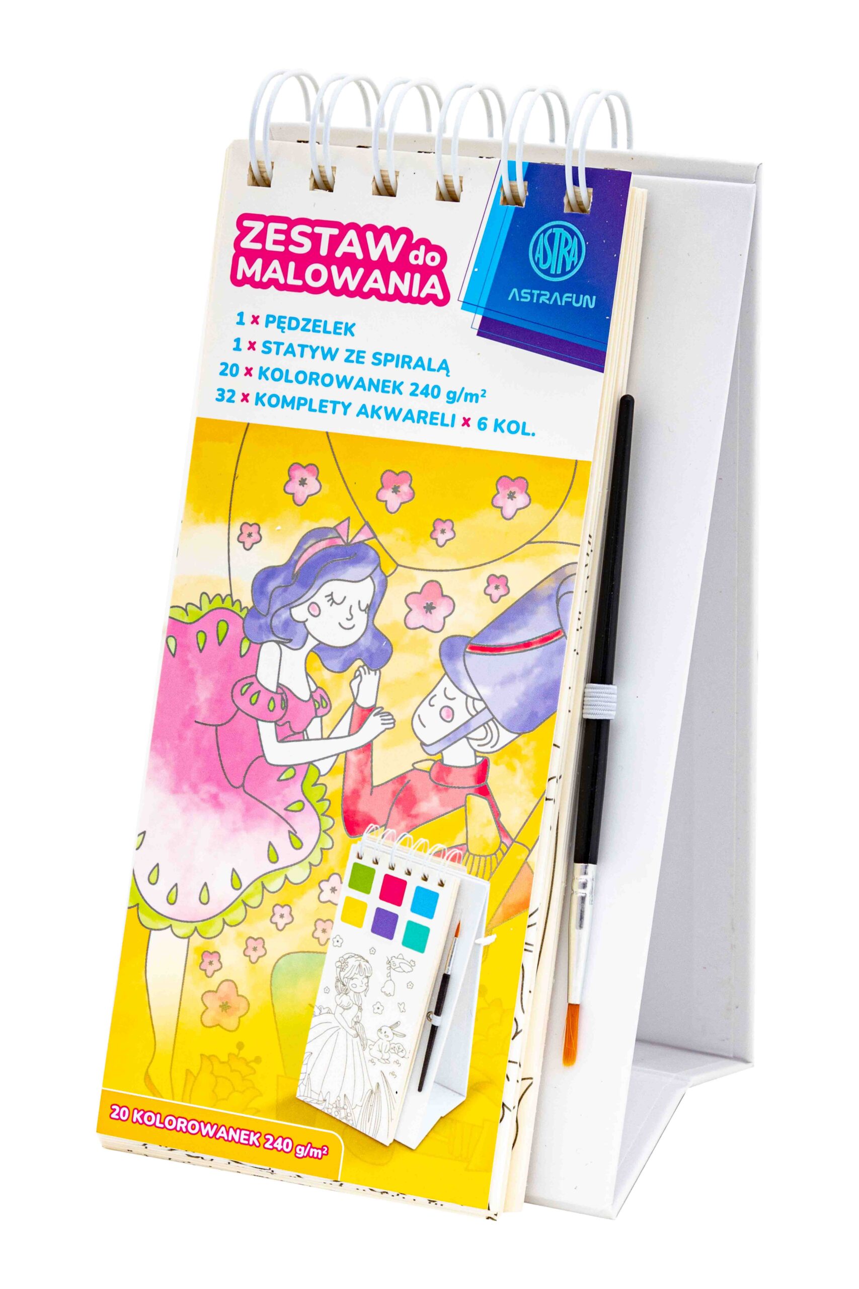 Zestaw do malowania z farbami ASTRAFUN 20 kol + pędzel, mix wzorów: zwierzątka, księżniczki, kosmos, dinozaury Zestaw do malowania z farbami ASTRAFUN 20 kol + pędzel, mix wzorów: zwierzątka, księżniczki, kosmos, dinozaury - obrazek 1