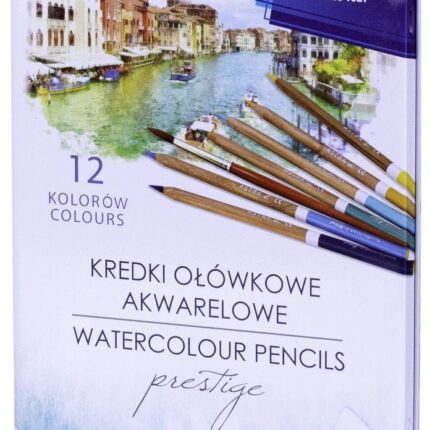 Kredki akwarelowe z drewna cedrowego okrągłe w metalowym opakowaniu ASTRA PRESTIGE - 12 kolorów