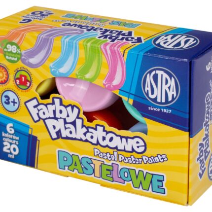 Farby plakatowe pastelowe Astra 6 kol x 20 ml STANDARD BOX