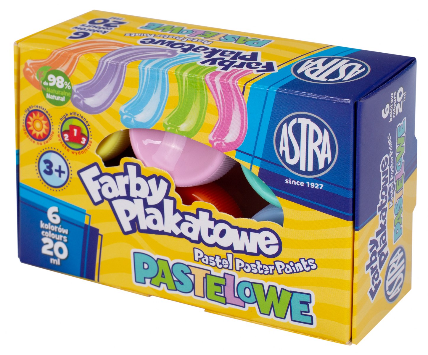Farby plakatowe pastelowe Astra 6 kol x 20 ml STANDARD BOX Farby plakatowe pastelowe Astra 6 kol x 20 ml STANDARD BOX - obrazek 1