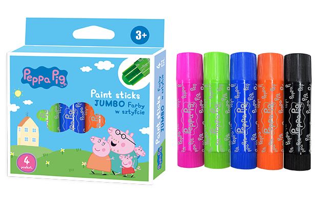 Farby w sztyfcie okrągłe JUMBO Peppa Pig 5 kol. Farby w sztyfcie okrągłe JUMBO Peppa Pig 5 kol. - obrazek 1