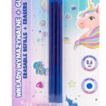 Wkłady wymazywalne CAP niebieskie 0,6 mm + gumka do długopisów wymazywalnych i ołówków ASTRAPEN Oops! UNICORN - 2 +1 blister