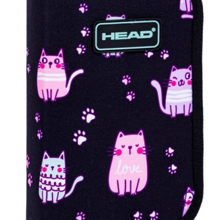 Piórnik pojedynczy dwuklapkowy bez wyposażenia HEAD LOVELY KITTY, AC1