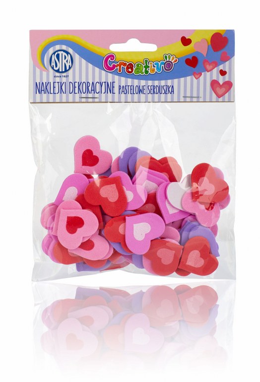 Naklejki samoprzylepne Creativo Astra na piance - 70 szt. Pastelowe serduszka Naklejki samoprzylepne Creativo Astra na piance - 70 szt. Pastelowe serduszka - obrazek 1