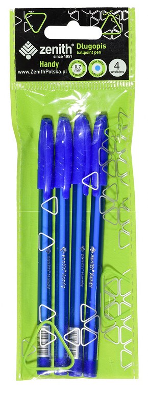Długopis ze skuwką 0,7 mm ZENITH HANDY niebieski - 4 szt. opp bag Długopis ze skuwką 0,7 mm ZENITH HANDY niebieski - 4 szt. opp bag - obrazek 1