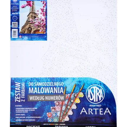 Podobrazie z farbami malowanie wg. numerów, 40x50cm, Wieża Eiffla, ARTEA ASTRA