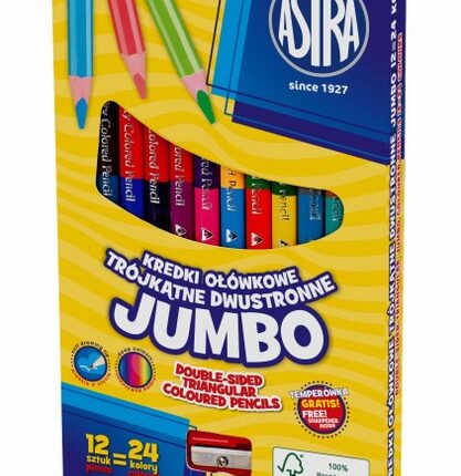 Kredki ołówkowe jumbo ASTRA - 12=24 kolory z temperówką