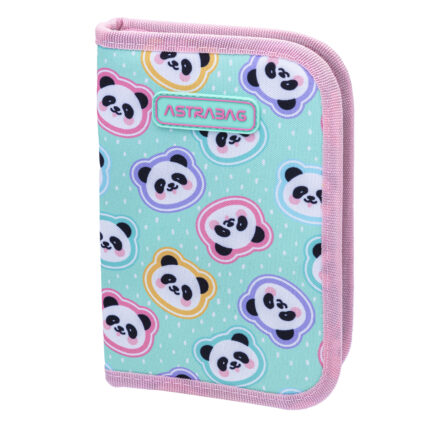 Piórnik pojedynczy jednoklapkowy z wyposażeniem ASTRABAG MINTY PANDAS, AC11