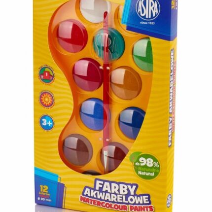 Farby akwarelowe Astra 12 kol - fi 30 mm - paletka