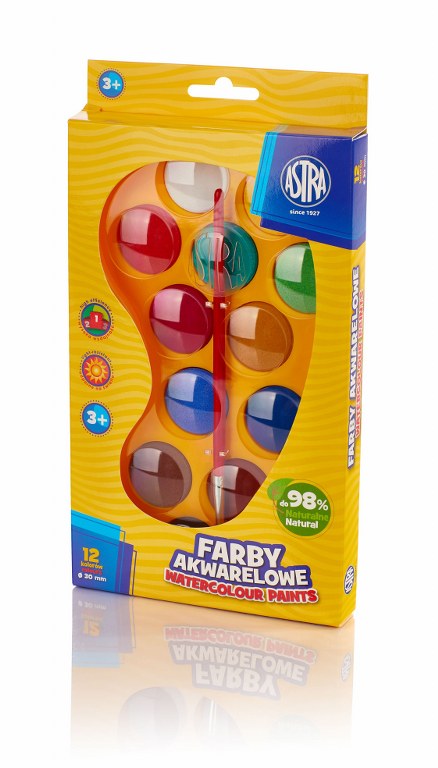 Farby akwarelowe Astra 12 kol - fi 30 mm - paletka Farby akwarelowe Astra 12 kol - fi 30 mm - paletka - obrazek 1