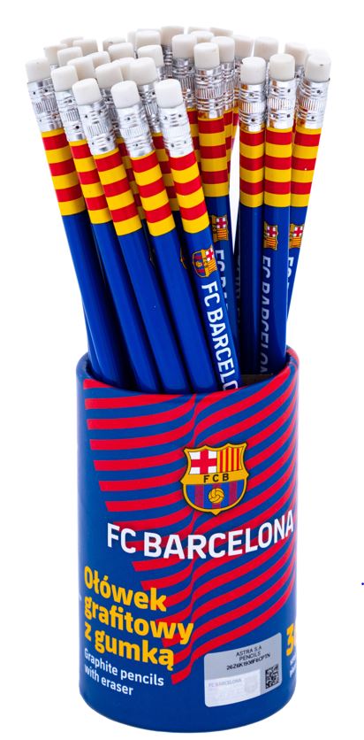 Ołówki grafitowe trójkątne HB z gumką FC Barcelona - 36 szt. drum Ołówki grafitowe trójkątne HB z gumką FC Barcelona - 36 szt. drum - obrazek 1