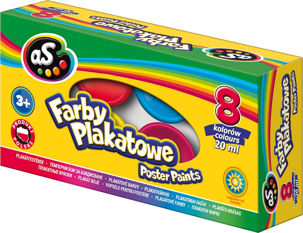 Farby plakatowe AS 8 kol x 20 ml Farby plakatowe AS 8 kol x 20 ml - obrazek 1
