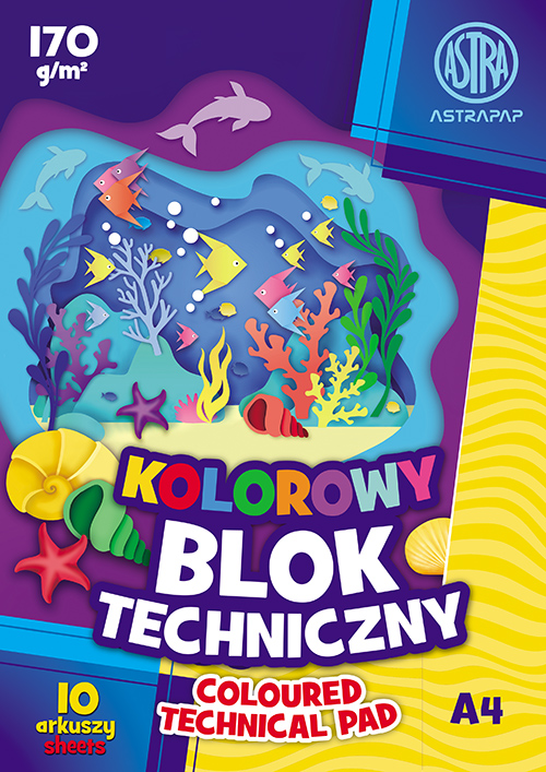 Blok kolorowy barwiony w masie ASTRAPAP A4 170g 10 ark Blok kolorowy barwiony w masie ASTRAPAP A4 170g 10 ark - obrazek 1