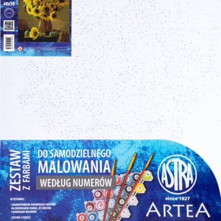 Podobrazie z farbami malowanie wg. numerów, 40x50cm, Słoneczniki, ARTEA ASTRA