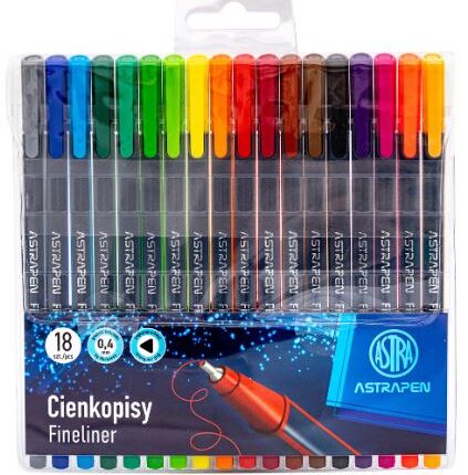 Cienkopisy trójkątne 0,4 mm ASTRAPEN - 18 szt.