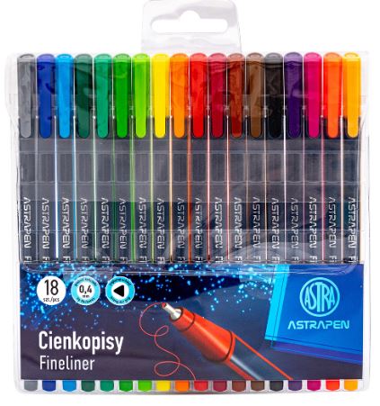 Cienkopisy trójkątne 0,4 mm ASTRAPEN - 18 szt. Cienkopisy trójkątne 0,4 mm ASTRAPEN - 18 szt. - obrazek 1
