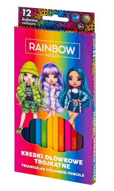 Kredki ołówkowe trójkątne RAINBOW HIGH - 12 kolorów Kredki ołówkowe trójkątne RAINBOW HIGH - 12 kolorów - obrazek 1