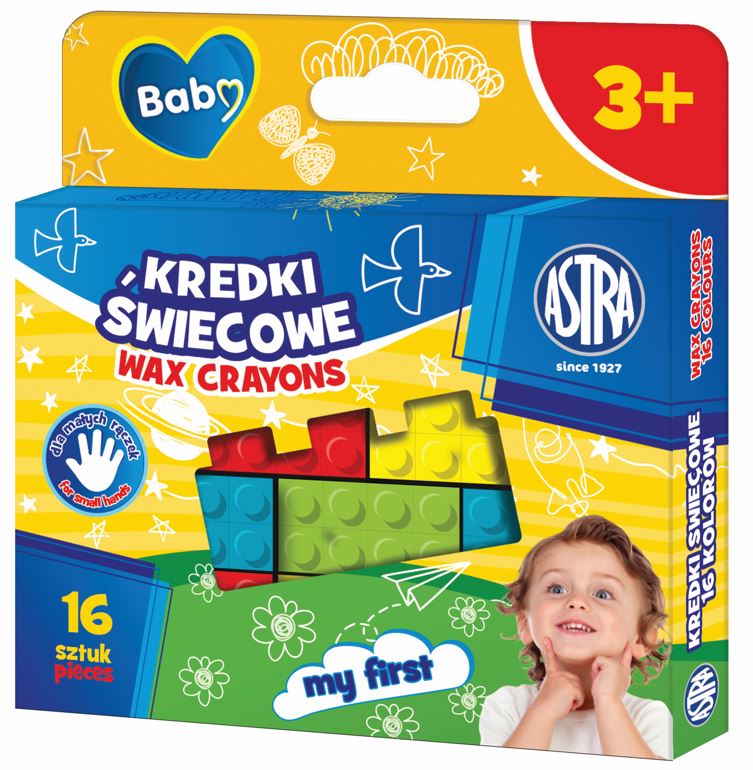 Kredki świecowe w kształcie klocków ASTRA BABY - 5 kolorów - 16 szt. Kredki świecowe w kształcie klocków ASTRA BABY - 5 kolorów - 16 szt. - obrazek 1