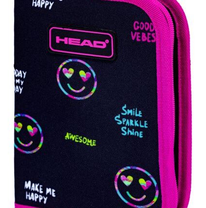 Piórnik pojedynczy dwuklapkowy bez wyposażenia HEAD SMILE SPARKLE SHINE!, AC1