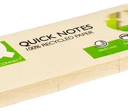 Bloczek samoprzylepny Q-CONNECT 100% Recycled, 38x51mm, 3x100 kart., żółty