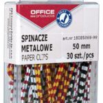 Spinacze metalowe OFFICE PRODUCTS Zebra, powlekane, 50mm, w pudełku, 30szt., mix kolorów