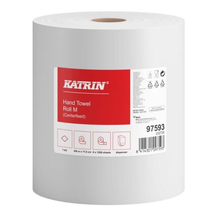 KATRIN M1 97593 – ręcznik 1-warstwowy w roli, 300 m, 1200 listków